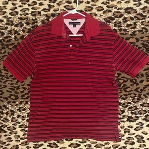 Tommy Hilfiger Polo Collared Shirt Short Sleeve Large Red